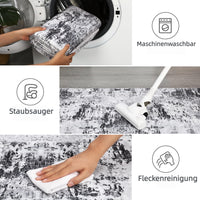 Tappeto moderno astratto per soggiorno Garvee 200x290 cm, lavabile, antiscivolo, grigio bianco