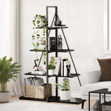 Libreria Garvee a 4 ripiani, design a scala, legno robusto, a forma di A, soggiorno, ufficio, camera da letto, nera, versatile - Nero