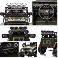 Garvee 12V Auto elettrica per bambini verde militare con LED e Bluetooth per parco giochi, giardino e guida su strada