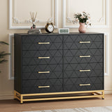 Garvee Cassettiera Alta 8 Cassetti Organizzatore Spazioso con Scorrimento Morbido, MDF Bianco, Camera da Letto, Design Moderno, Facile da Pulire - Nero