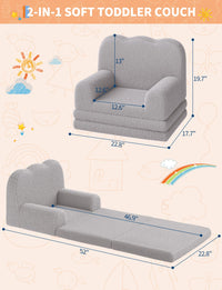 Divano per bambini Garvee 2 in 1 in pile Teddy grigio per sala giochi e cameretta dei bambini pieghevole morbido versatile