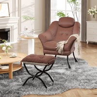 Sedia da lettura ergonomica Garvee Lazy Chair con poggiapiedi per piccoli spazi, pieghevole, imbottitura in cotone PP, rivestimento rimovibile e lavabile, moderna, comoda, grigia