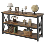 Tavolo consolle Garvee Langer in legno scanalato, 47" in stile rustico marrone industriale per corridoio e soggiorno - marrone