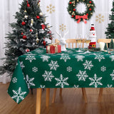 Tovaglia natalizia Garvee verde rettangolare 137x200 cm in tessuto Oxford impermeabile e antipiega con motivo a fiocchi di neve per sala da pranzo, decorazione festiva - Verde