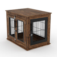 Tavolino da salotto Garvee Farmhouse per trasportino per cani con doppie ante, impermeabile, anti-masticazione per cani di piccola e media taglia, stile rustico, soggiorno, 31,5x23,6x26 pollici