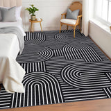 Tappeto Garvee Soggiorno 200x290 cm Nero Effetto Cashmere Lavabile Pieghevole Antiscivolo Design Moderno Ritmico XXL per Camera da Letto Ufficio - Nero