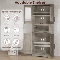 Mobiletto da bagno Garvee, alto e stretto, 170 cm, con 2 ante e 1 cassetto, grigio, ripiani regolabili, salvaspazio per bagno, corridoio e soggiorno