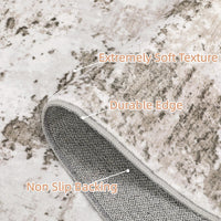 Tappeto moderno astratto Garvee 200x290cm, antiscivolo, lavabile in lavatrice, a pelo corto, beige, per soggiorno e camera da letto