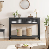 Tavolo Consolle Scaffale Ausiliario 2 Cassetti MDF Stile Country Nero 110x30x80 cm Soggiorno Ingresso - Schwarz