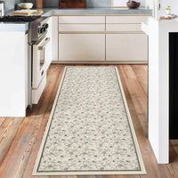 Tappeto per soggiorno Garvee 80 x 150 cm a pelo corto, antiscivolo, vintage, floreale, lavabile, blu