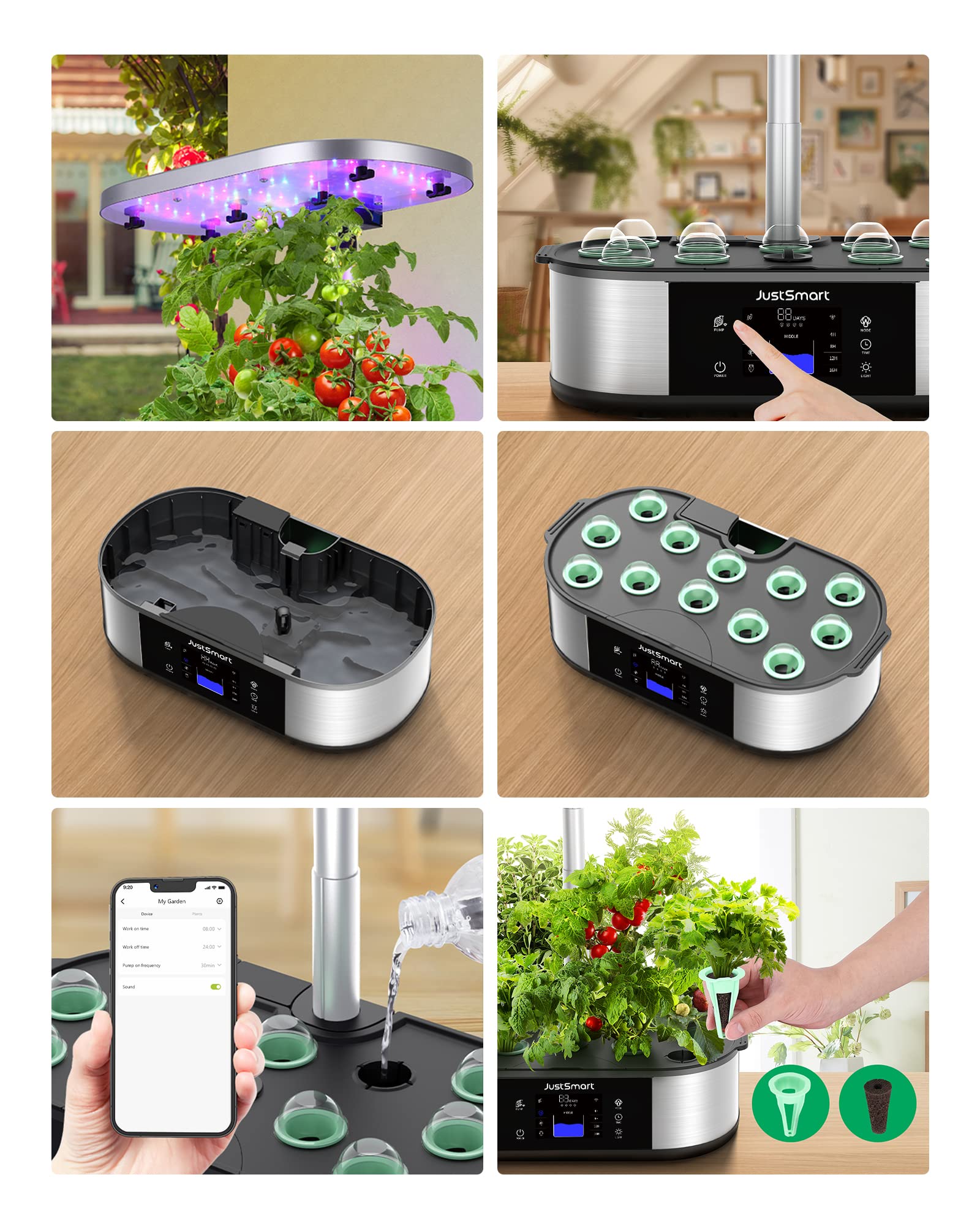 GARVEE Sistemi di coltivazione idroponica Smart WiFi Garden 12 baccelli Lampada LED per piante 30W Giardino per erbe aromatiche da interno Altezza regolabile 76 cm