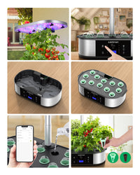 Garvee Sistema Idroponico Smart WiFi Garden 12 Pods con 5 Modalità LED 30W, Altezza Regolabile 20-76cm, Serra Interna per Erbe e Piante, Timer Automatico