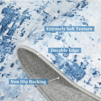Tappeto moderno astratto Garvee 160 x 230 cm blu a pelo corto per soggiorno antiscivolo