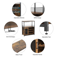Mobile bar per vino Garvee con luce LED, ripiani regolabili, porta in rete per cucina e sala da pranzo, altezza 36,2", MDF e metallo, robusto, compatto