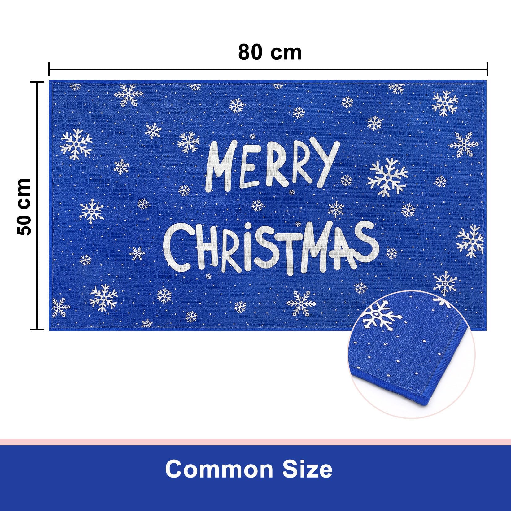 Zerbino antiscivolo Garvee con motivo natalizio per cucina e soggiorno, 50x80 cm, cotone blu, per interni ed esterni