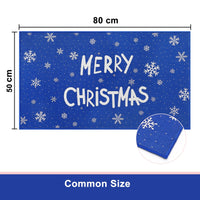 Zerbino antiscivolo Garvee con motivo natalizio per cucina e soggiorno, 50x80 cm, cotone blu, per interni ed esterni