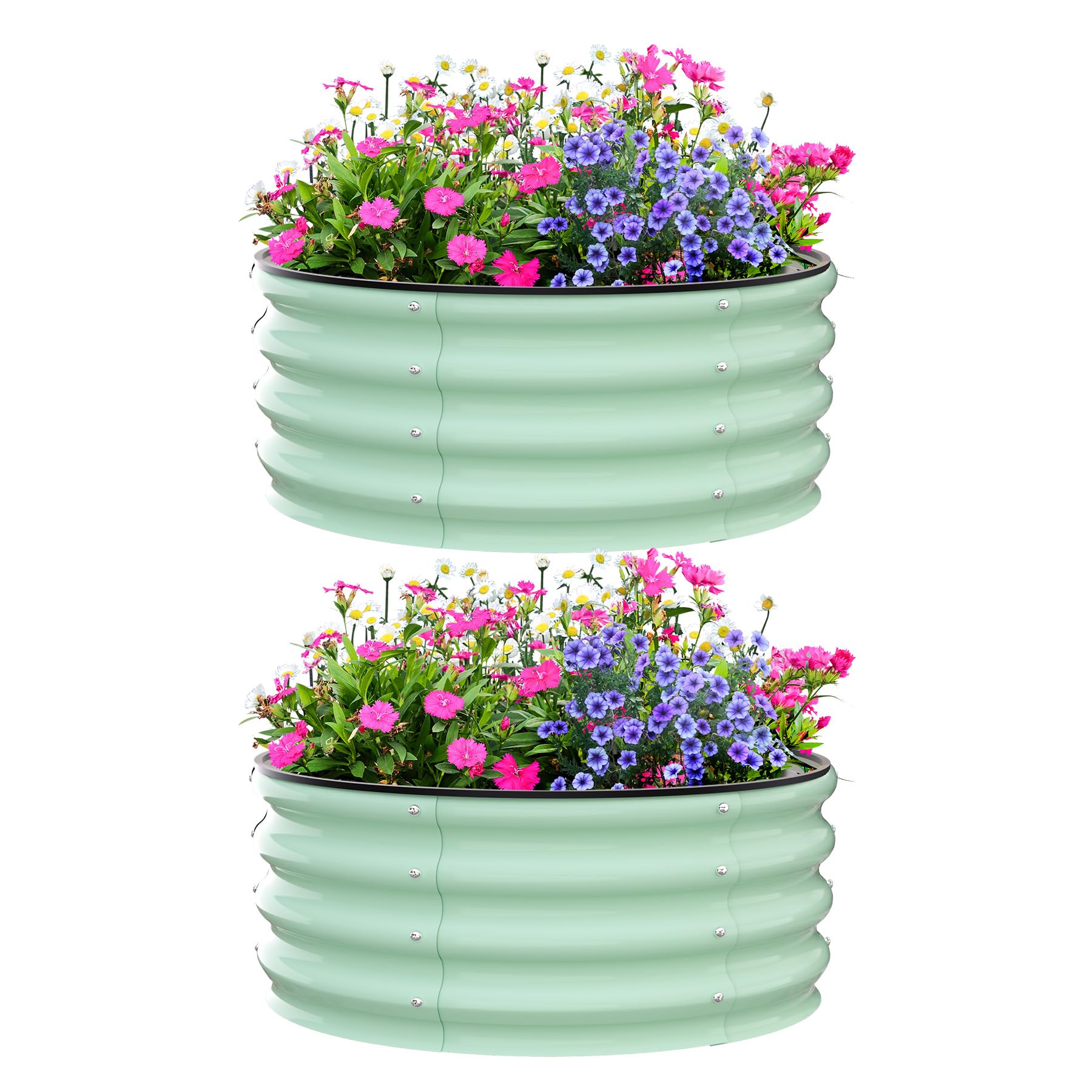 Aiule rialzate Garvee, set da 2, 2x2x1 piede, acciaio zincato, verde, per giardinaggio all'aperto