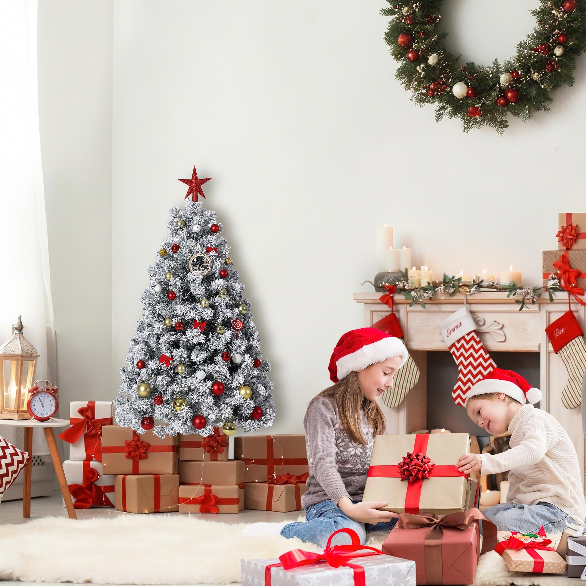 Albero di Natale artificiale Garvee da 120 cm con 100 LED in materiale PE/PVC per piccoli spazi abitativi e decorazioni natalizie