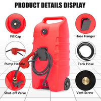 Contenitore per carburante Garvee da 14 galloni con pompa a sifone, tubo da 10 piedi, HDPE, a prova di perdite, su ruote per auto e barche, portatile, resistente ai raggi UV