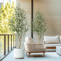 Albero di ulivo artificiale Garvee da 6 piedi con frutti realistici e tronco flessibile per interni, soggiorno, ufficio, vaso bianco