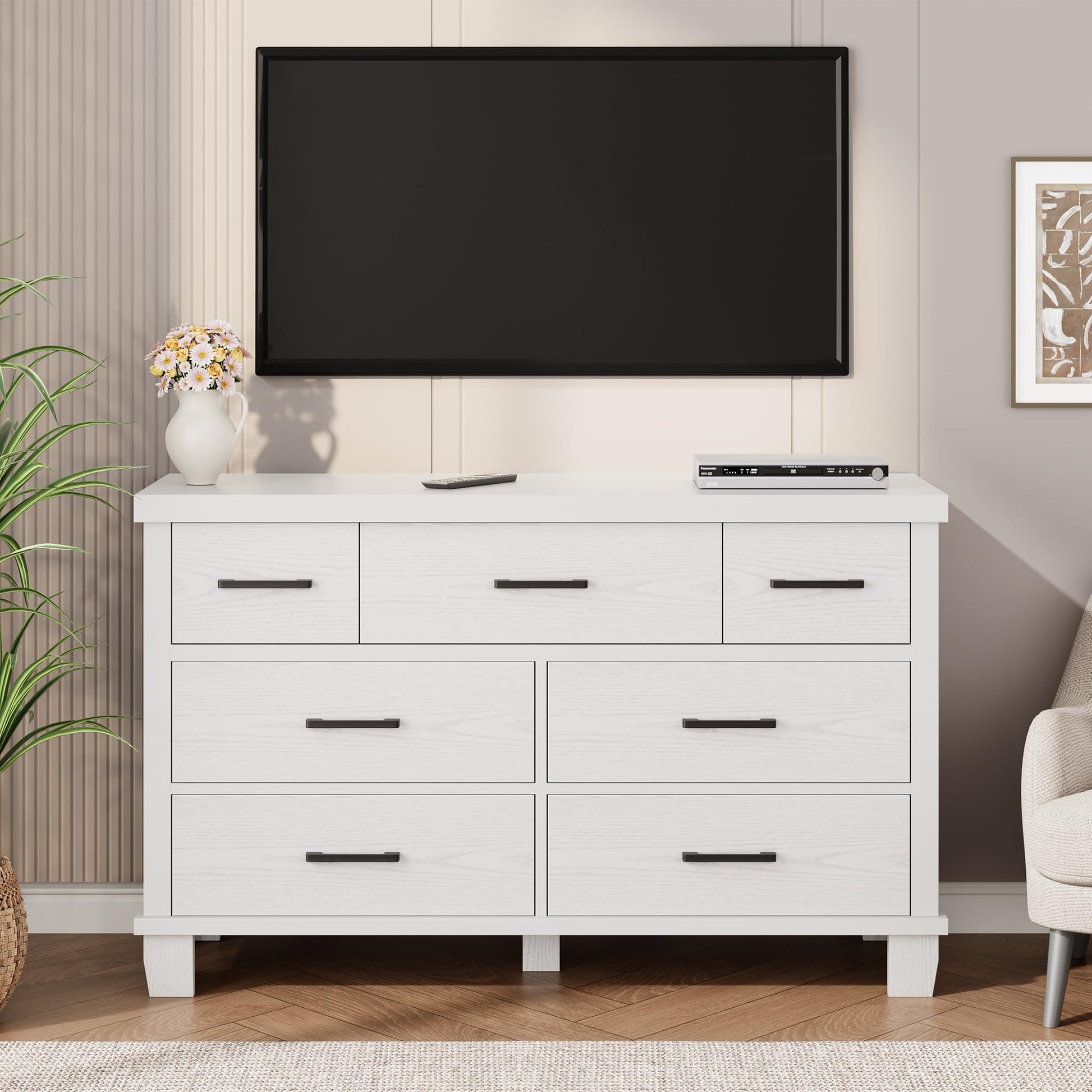 Cassettiera Garvee con 7 cassetti, legno, maniglie in metallo, stile moderno, per camera da letto e soggiorno, robusta e sicura