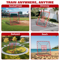 Rete da rimbalzo per baseball Garvee 4x4,5 piedi, 5 angoli, resistente ai raggi UV, durevole, stabile per allenamento individuale e pratica sul campo