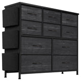 Cassettiera Garvee con 10 cassetti, tessuto, guide in metallo, piano in legno impermeabile per camera da letto e soggiorno, versatile, salvaspazio - Nero antracite