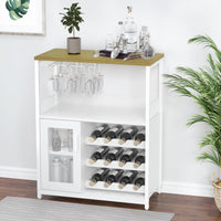 Mobile bar per vino Garvee, 3 ripiani con portabottiglie rimovibile per cucina e bar, 69,1 cm L x 35,1 cm P x 91,9 cm A, bianco, robusto MDF e ferro
