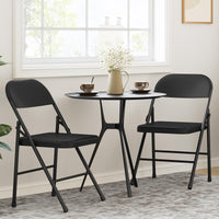 Set di 4 sedie pieghevoli Garvee con seduta comoda, struttura in acciaio, pieghevoli per uso interno ed esterno, nere, capacità di peso fino a 350 libbre