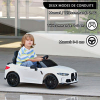 Garvee Kids Electric Car BMW M4 con licenza 12V con LED, musica, cintura di sicurezza, telecomando, metallo PP, giocattolo per esterni, 3 km/h, nero