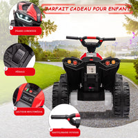 Garvee Kids Quad Rosso 83x53x56cm LED Musica Telecomando – Quad elettrico per bambini dai 3 anni in su con illuminazione e telecomando per genitori per giardino e parco giochi.