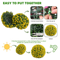 Garvee Set di 2 palline di bosso artificiali, 45 cm, resistenti alle intemperie e facili da pulire, gialle, per uso interno ed esterno, matrimoni e giardino