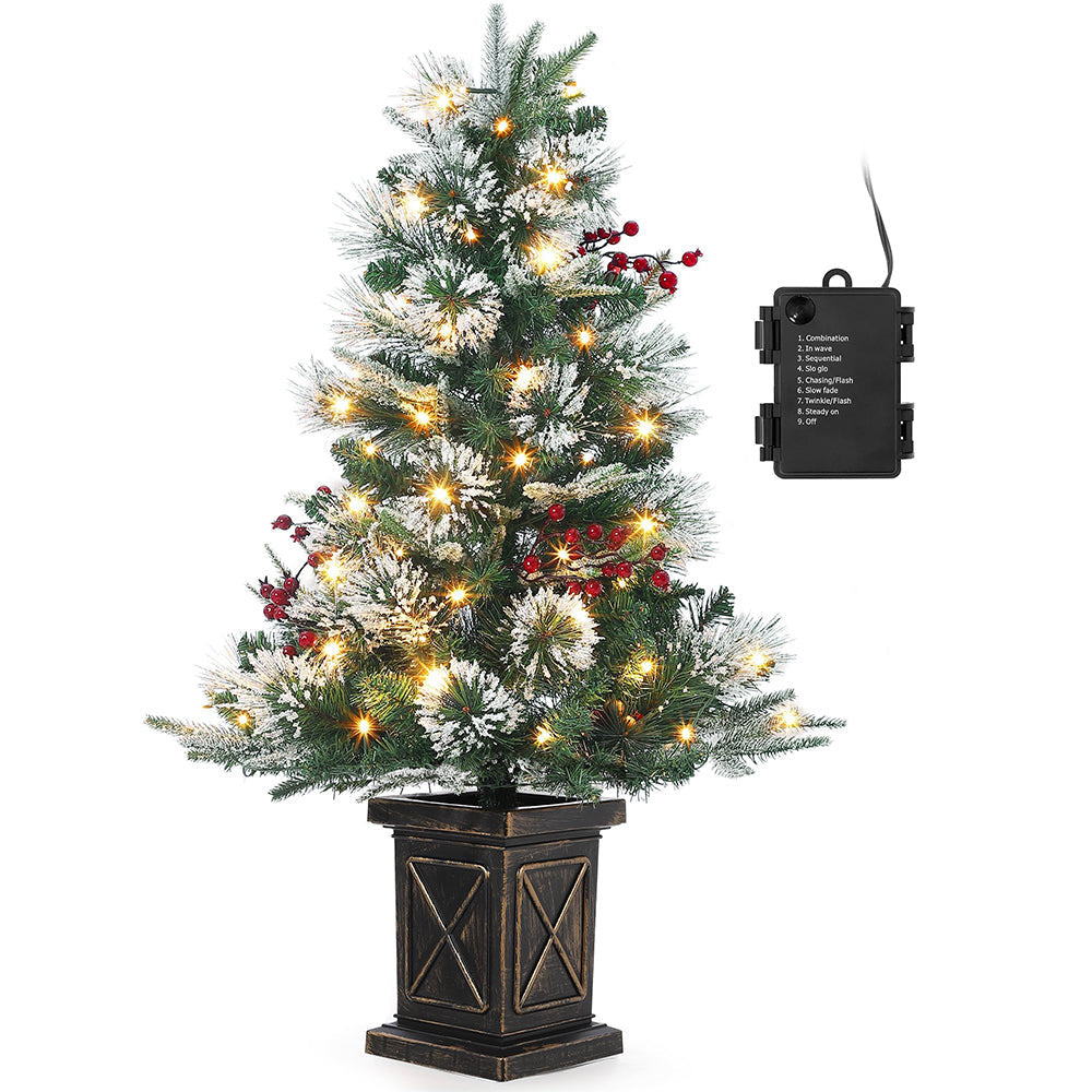 Albero di Natale Artificiale Garvee 90 cm con 78 LED Fibra Ottica Bianco Caldo, 8 Modalità Luce