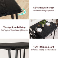 Set da pranzo Garvee per 2 persone con sedie imbottite, piano in MDF, struttura in metallo robusto, nero, salvaspazio per stanze piccole