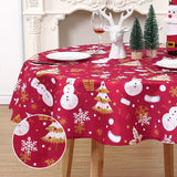 Tovaglia impermeabile Garvee Kerst a forma di pupazzo di neve, verde moderno, rotonda, 60 pollici, per cucina, soggiorno, festa, buffet - Rosso