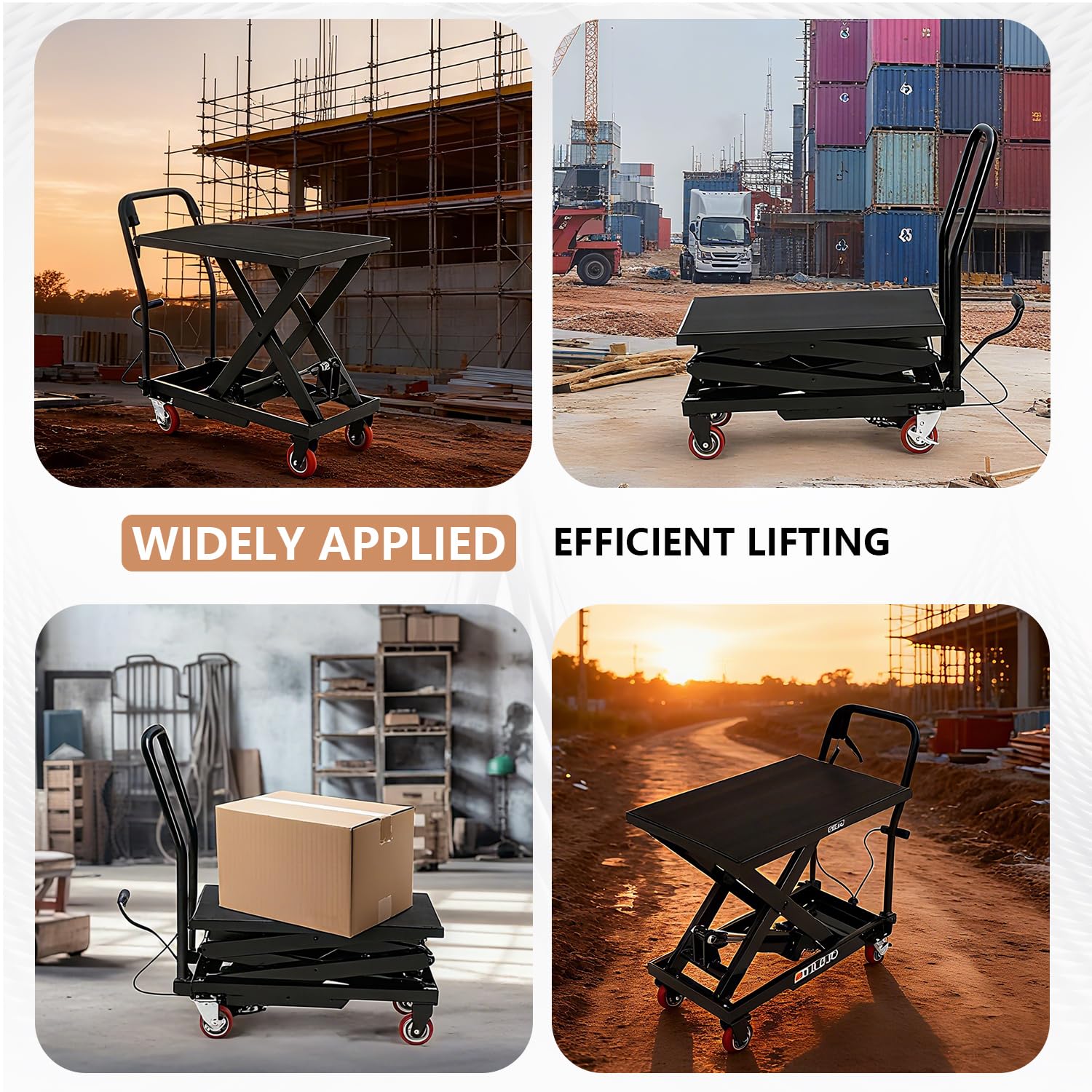 Tavolo elevatore Garvee da 28,4 pollici – Regolazione manuale dell'altezza, capacità di carico di 500 libbre, dimensioni 28" x 18", nero e giallo per officine e magazzini.