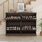 Garvee Mobile Porta Scarpe con 4 Cassetti Ribaltabili in Legno MDF, Salvaspazio, Antiribaltamento, 47.20"x10"x35.60", Bianco per Ingresso e Soggiorno - Walnut