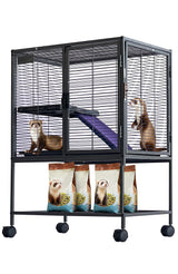 Gabbia per piccoli animali Garvee in metallo da 34" di altezza, multipiano, con rampa e vassoio rimovibile per criceti, conigli, furetti, porcellini d'India, ricci, senza BPA - A1
