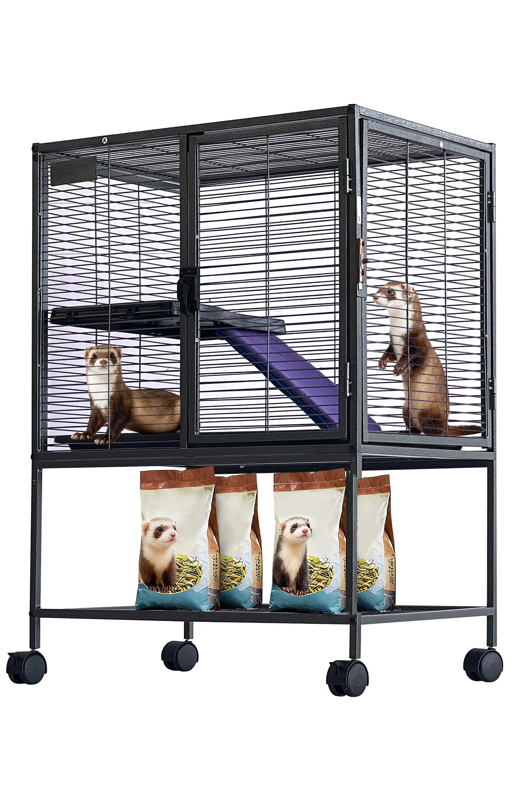 Gabbia per piccoli animali Garvee in metallo da 34" di altezza, multipiano, con rampa e vassoio rimovibile per criceti, conigli, furetti, porcellini d'India, ricci, senza BPA