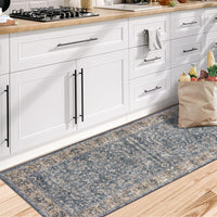 Tappeto lavabile Garvee 80 x 150 cm marrone-grigio cashmere-cotone boho vintage soggiorno sala da pranzo