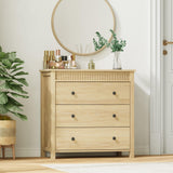 Garvee Cassettiera 3 Cassetti Design Fluted Legno Massello Antiribaltamento per Camera da Letto Soggiorno Noce