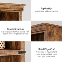 Libreria Garvee Triple Wide a 4 ripiani, design industriale, robusta struttura in legno, vintage, 170 cm di altezza x 80 cm di larghezza x 32 cm di profondità, soggiorno