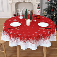 GARVEE Tovaglia rotonda natalizia con fiocco di neve, impermeabile, antimacchia, rossa, 152 cm, sala da pranzo