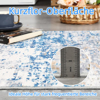 Tappeto lavabile per camera da letto Garvee 80x150 cm, tappeto astratto a pelo corto per soggiorno, grigio blu, moderno minimalista