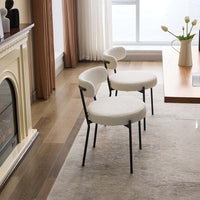 Set di 2 sedie da pranzo Garvee in tessuto bouclé di metà secolo, gambe regolabili e schienale in metallo, ergonomiche e moderne, per sala da pranzo, nere