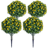 Garvee Palline Topiarie Artificiali con Rose Rosse, Set di 4, PE Resistente UV, 60 cm, Facili da Installare per Interni ed Esterni - Yellow
