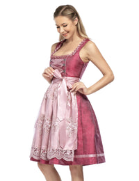 Garvee Dirndl, costume tradizionale da donna, due pezzi, lunghezza media, con grembiule in pizzo, adatto per l'Oktoberfest, colore rosa, qualità premium, taglia 34