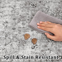 Tappeto per soggiorno Garvee 120x170cm Grigio Vintage Antiscivolo Lavabile per soggiorno Camera da letto Cucina