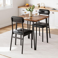 Set da pranzo Garvee per 2 persone con sedie imbottite, tavolo in MDF vintage, struttura in metallo robusto, salvaspazio, per cucina e stanze piccole, grigio/nero