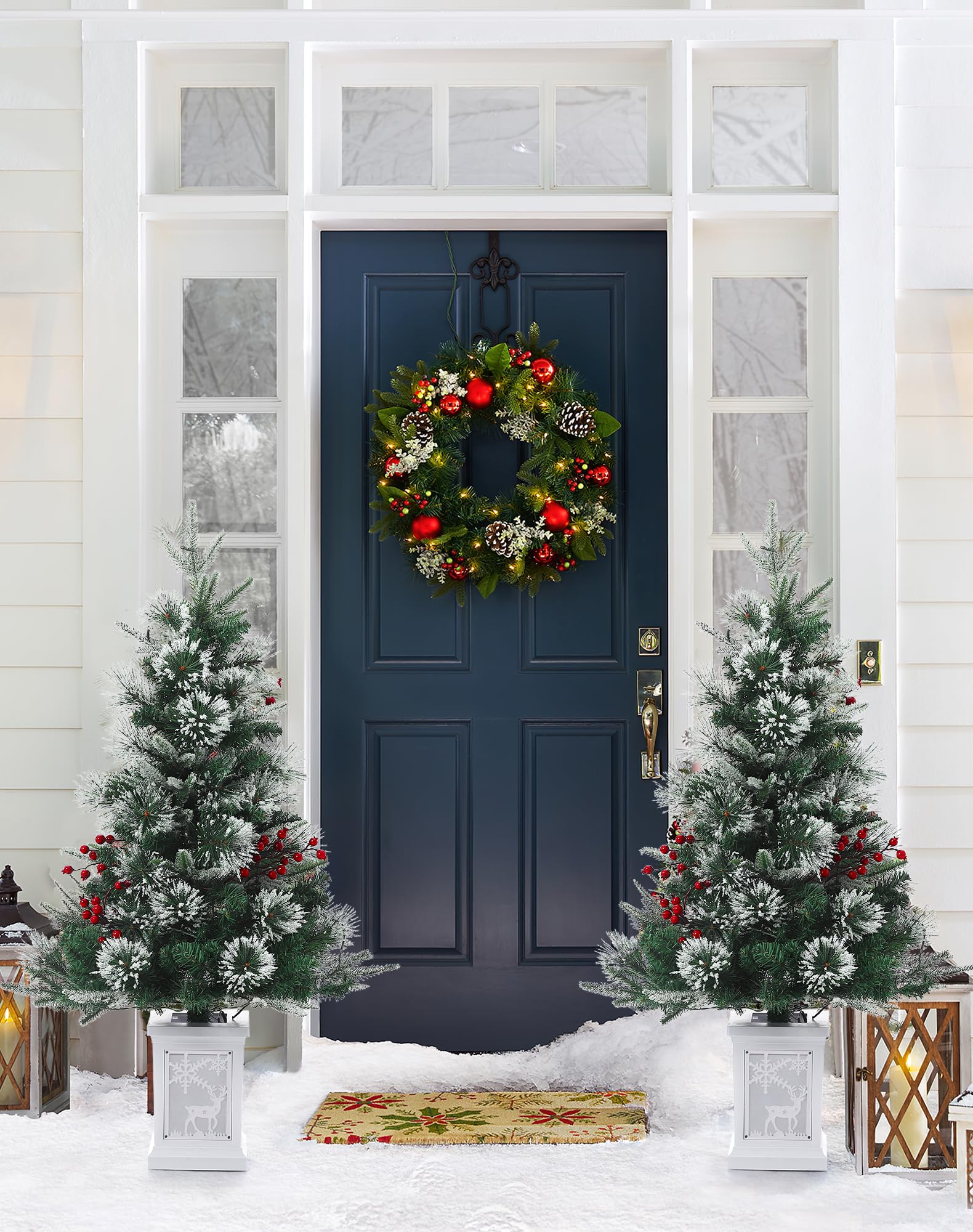 Albero di Natale artificiale Garvee, 1 pezzo – 3 piedi, 78 LED in fibra ottica, 8 modalità di luce, base a renna